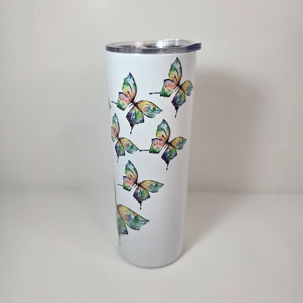 Butterfly Tumbler 20oz Stainless Steel | Watercolor Butterfly Cup | Nature Lover - Picture 4 of 6
